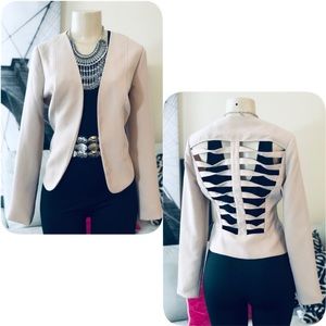 JUST FAB TAN BLAZER BAR DESIGN SZ S